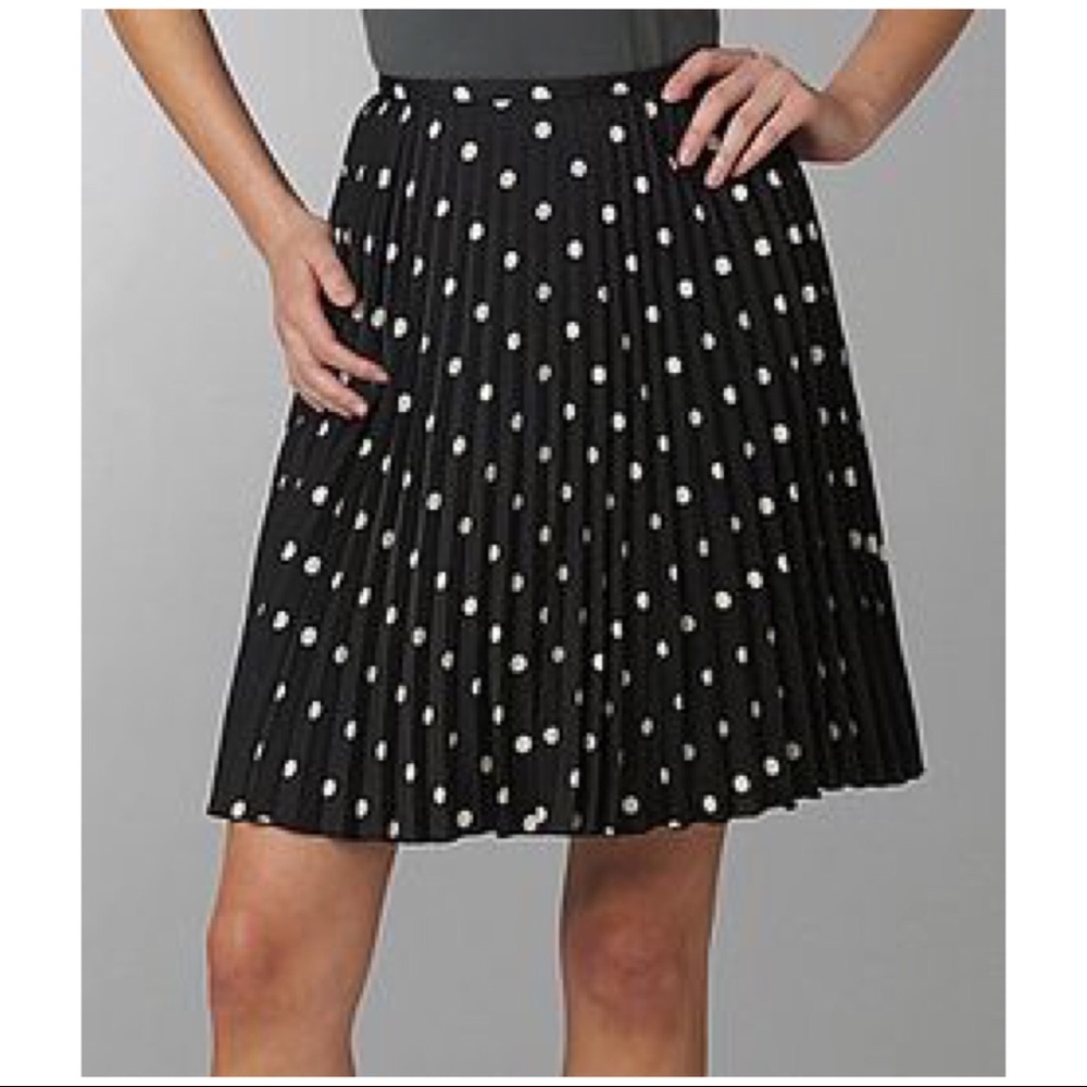 CHAUS Black & White Polka Dot Pleated A-Line Skirt